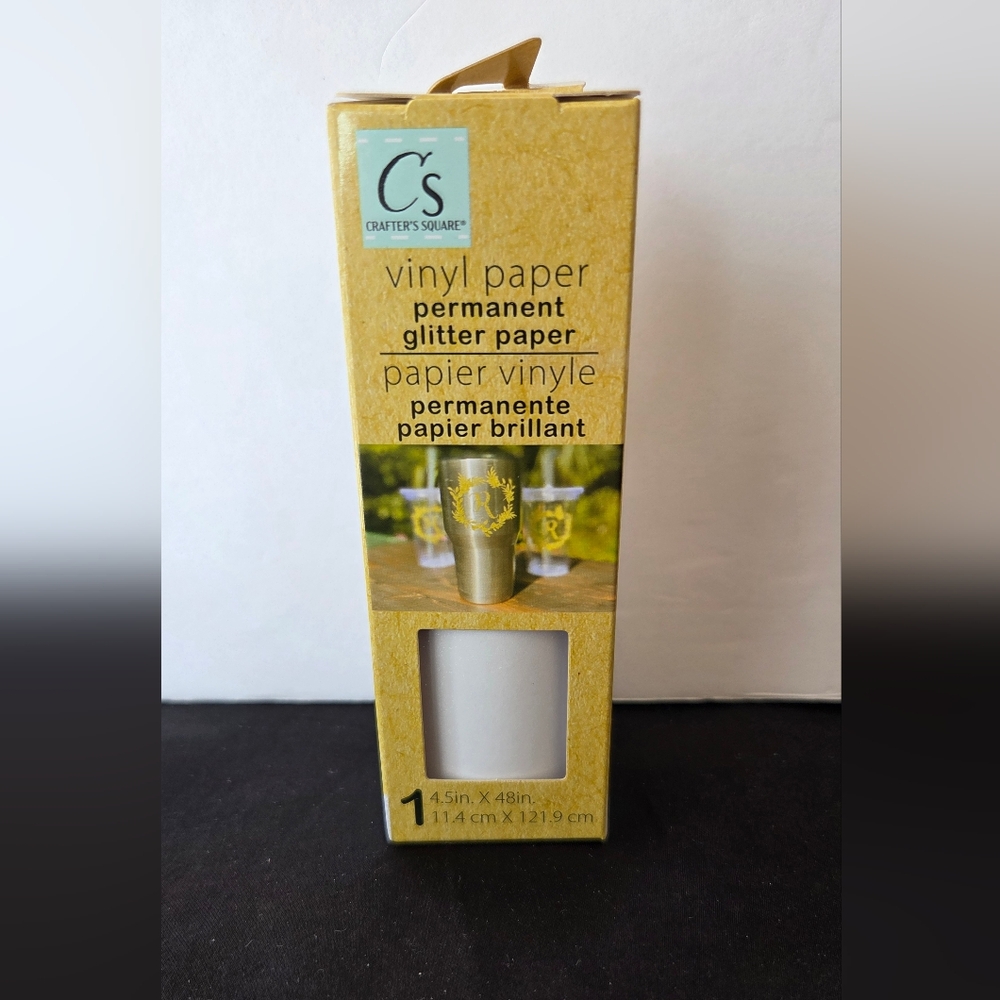 Crafter's Square Vinyl Paper Permanent Glitter Paper 4.5in x 48in White Matte